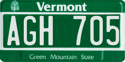 VT license plate AGH705
