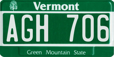 VT license plate AGH706