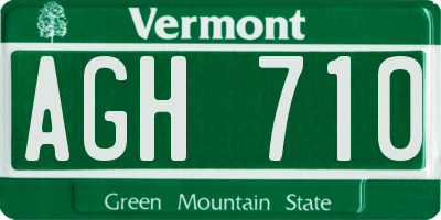 VT license plate AGH710