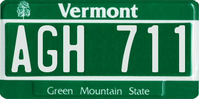 VT license plate AGH711