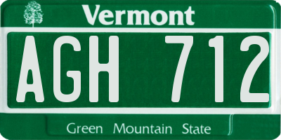 VT license plate AGH712