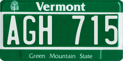 VT license plate AGH715