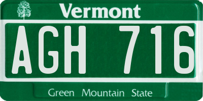 VT license plate AGH716