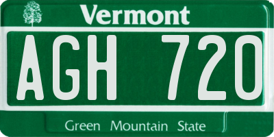 VT license plate AGH720