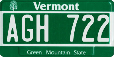 VT license plate AGH722