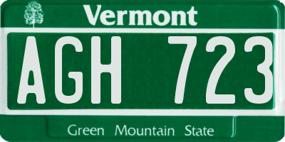 VT license plate AGH723