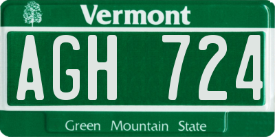 VT license plate AGH724