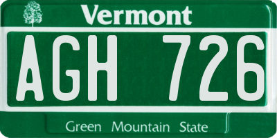 VT license plate AGH726