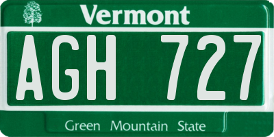 VT license plate AGH727