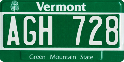 VT license plate AGH728