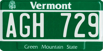 VT license plate AGH729