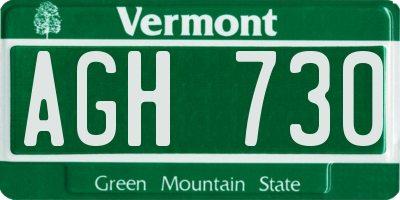 VT license plate AGH730