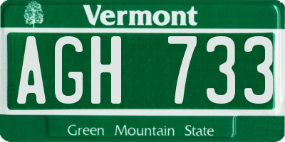 VT license plate AGH733
