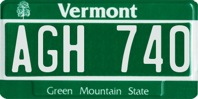 VT license plate AGH740