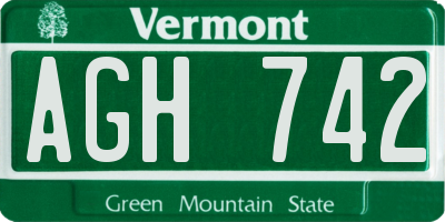 VT license plate AGH742