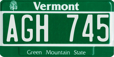VT license plate AGH745