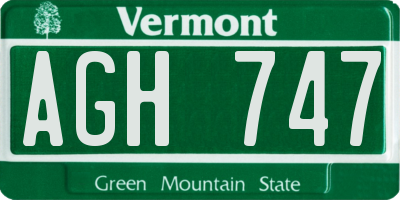 VT license plate AGH747