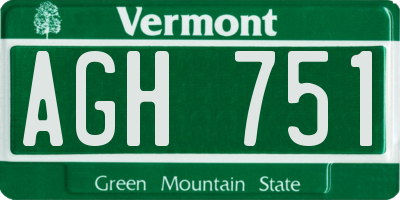 VT license plate AGH751