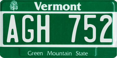 VT license plate AGH752