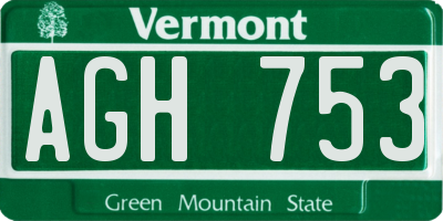 VT license plate AGH753