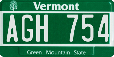 VT license plate AGH754