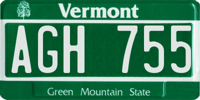 VT license plate AGH755