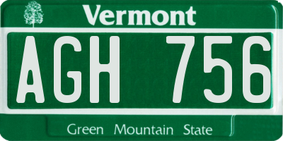 VT license plate AGH756