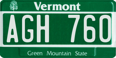 VT license plate AGH760