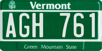 VT license plate AGH761