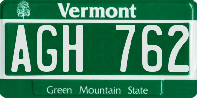 VT license plate AGH762