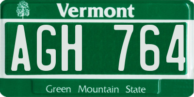VT license plate AGH764