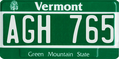 VT license plate AGH765