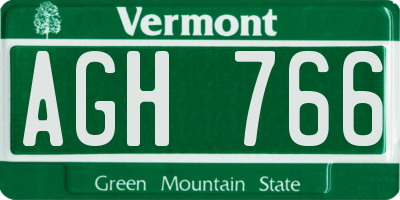 VT license plate AGH766