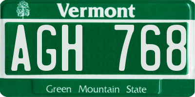 VT license plate AGH768
