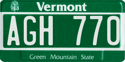 VT license plate AGH770