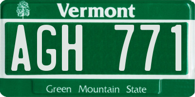 VT license plate AGH771