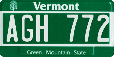 VT license plate AGH772