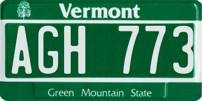 VT license plate AGH773