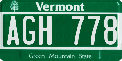 VT license plate AGH778