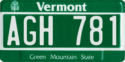 VT license plate AGH781