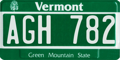 VT license plate AGH782