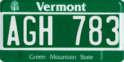VT license plate AGH783