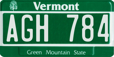 VT license plate AGH784