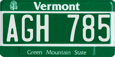 VT license plate AGH785