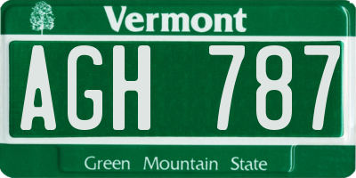 VT license plate AGH787