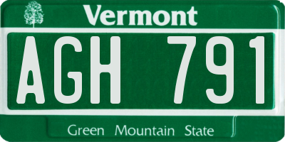 VT license plate AGH791