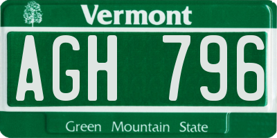 VT license plate AGH796