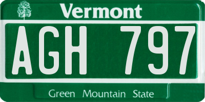 VT license plate AGH797