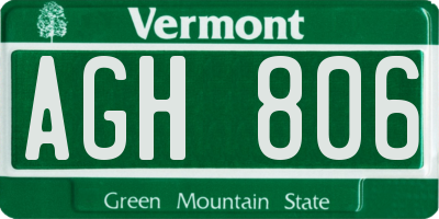 VT license plate AGH806