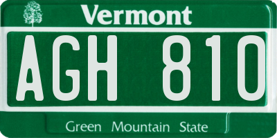VT license plate AGH810